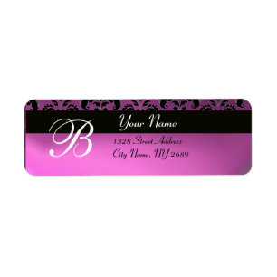 BLACK LILAC PINK  PURPLE  DAMASK MONOGRAM