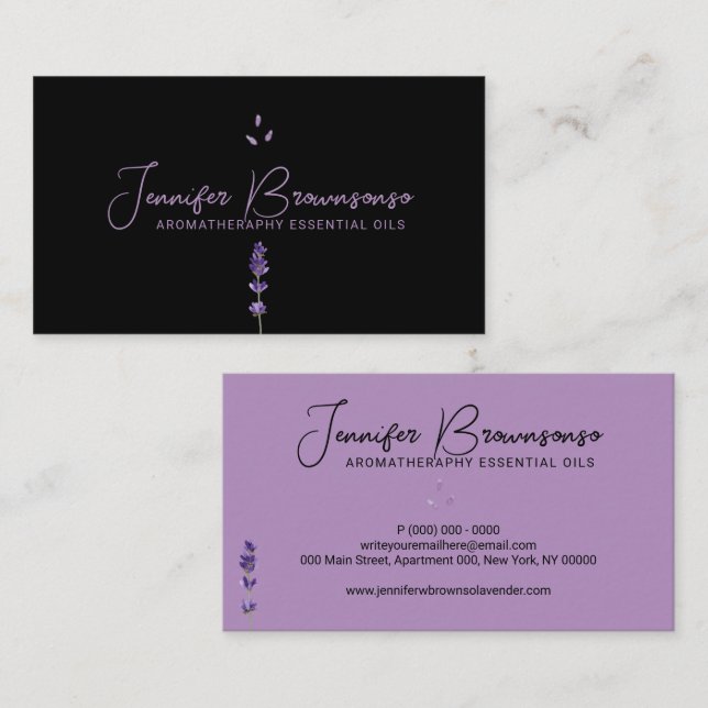 Black Lilac Purple Lavender Business Card (Front/Back)
