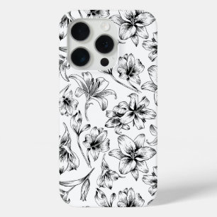 Black Lily Flowers iPhone 15 Pro Case