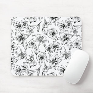 Black Lily Flowers Mouse Mat
