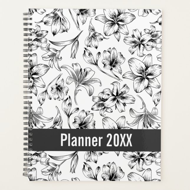 Black Lily Flowers Planner (Front)