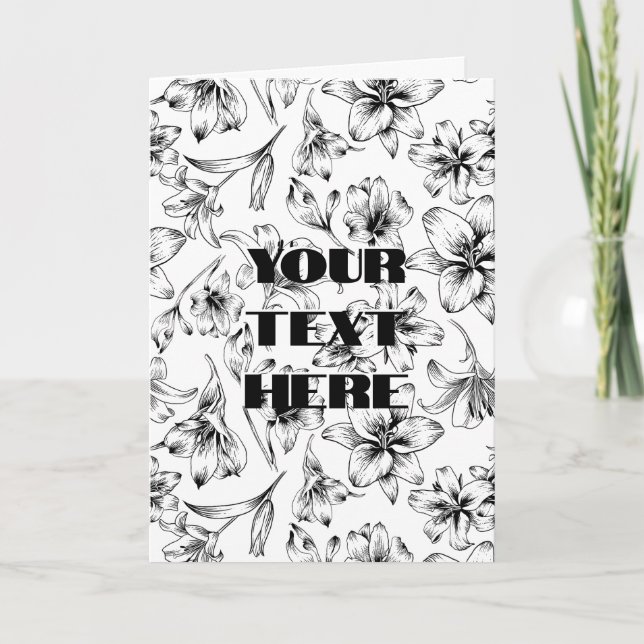Black Lily Flowers Thank You Card (Front)