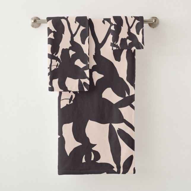Black Lily Silhouette Bath Towel Set (Insitu)