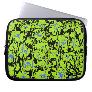 Black & Lime Abstract Swirl Laptop Sleeve