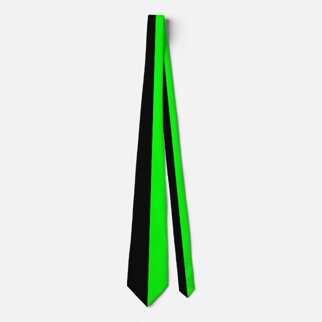 Black & Lime Green Split Color Design Tie (Front)