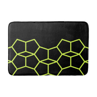 Black Lime Green Yellow Geometric Pattern Bath Mat