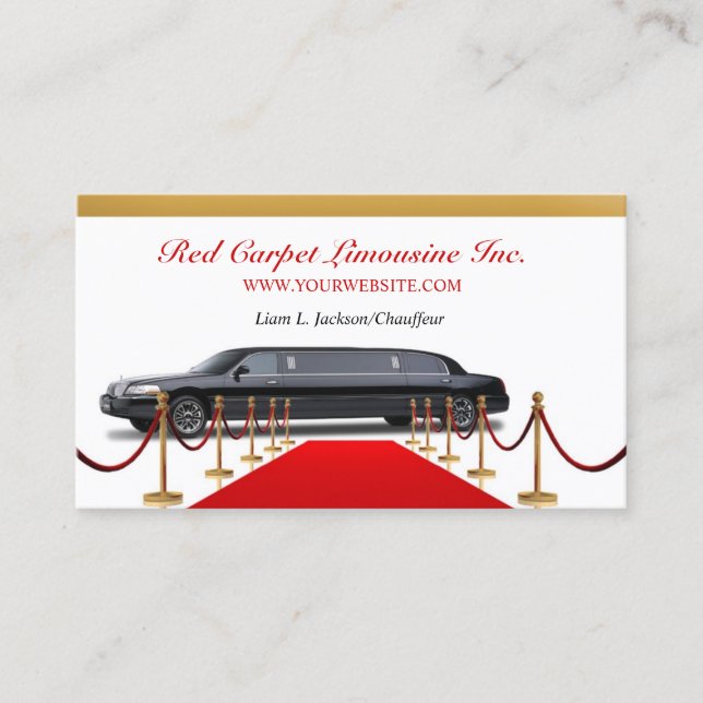 Black Limousine Driver Business Card (Front)