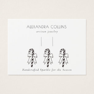 Black Line Art Festive Candy Cane & Bow Hairclip