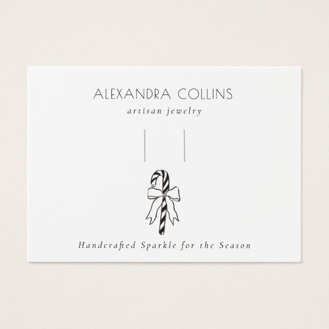 Black Line Art Festive Candy Cane & Bow Hairclip  (Front)