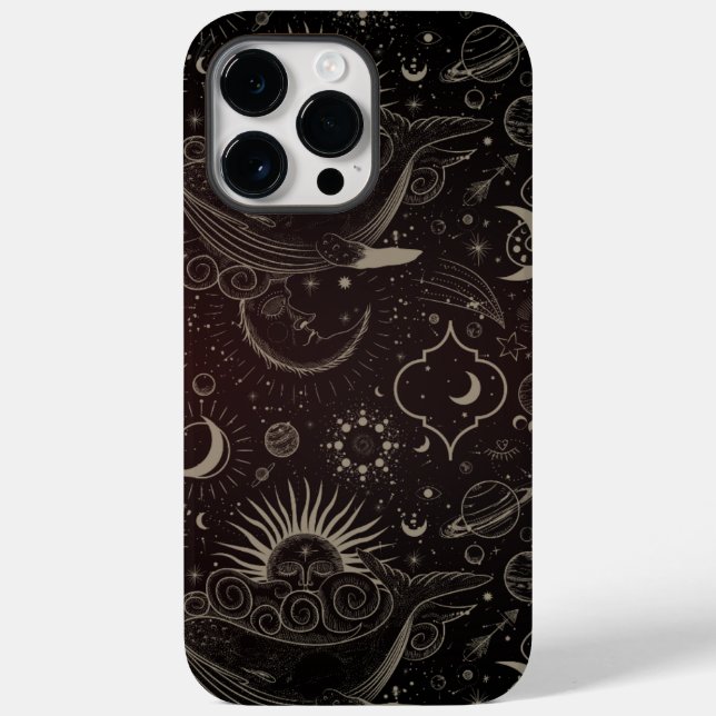 Black Line Art Illustrated Astrology Symbol Case-Mate iPhone Case (Back)