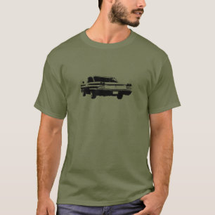 Black line art image of 1960 Pontiac coupe rear T-Shirt
