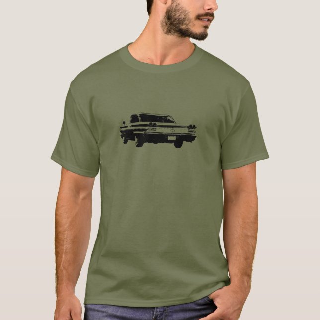 Black line art image of 1960 Pontiac coupe rear T-Shirt (Front)