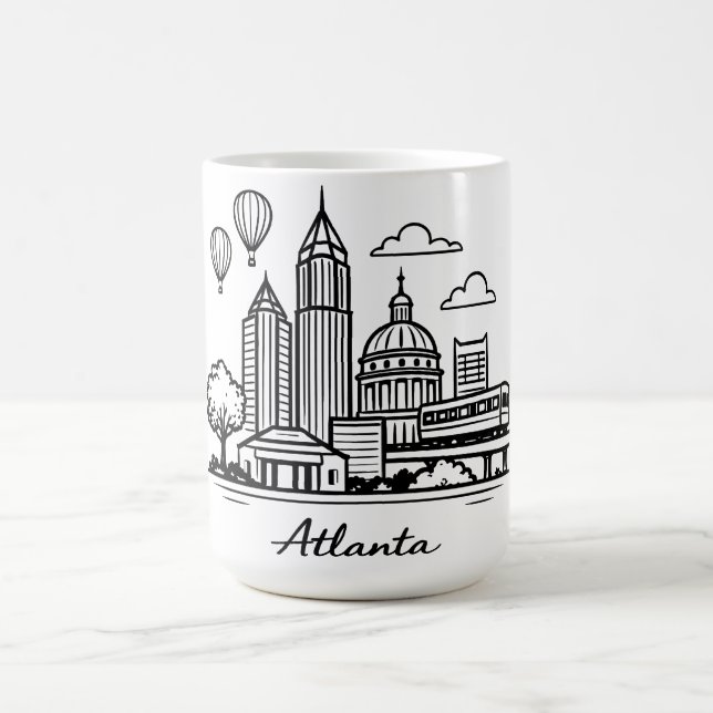 Black line Atlanta illustration Coffee Mug (Center)