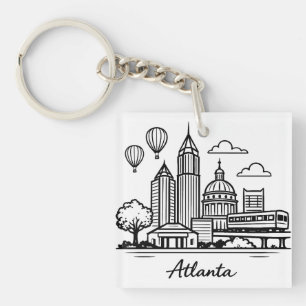 Black line Atlanta illustration Key Ring