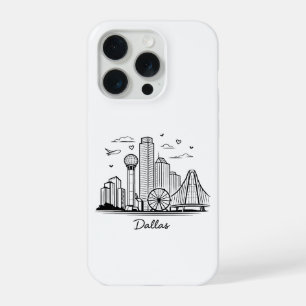 Black line Dallas illustration iPhone 15 Pro Case