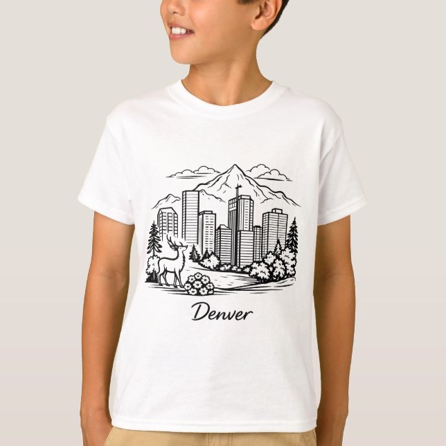 Black line Denver illustration T-Shirt (Front)