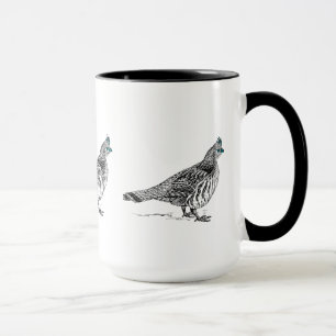 Black Line Drawing- Grouse  Bird Mug