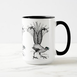 Black line drawing- Lyre Bird Mug