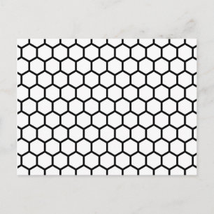 Black Line Honeycomb Bee Hive Hexagonal Pattern Postcard