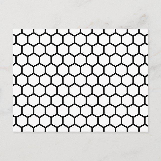 Black Line Honeycomb Bee Hive Hexagonal Pattern Postcard (Front)