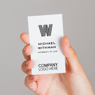 BLACK LINE MONOGRAM CORPORATE LOGO QR CODE BUSINESS CARD