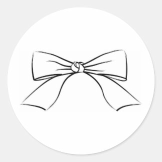 Black Line Ribbon Bow Classic Round Sticker