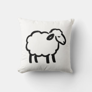 Black Line Sheep – Cozy Animal Ink Design on Cushion