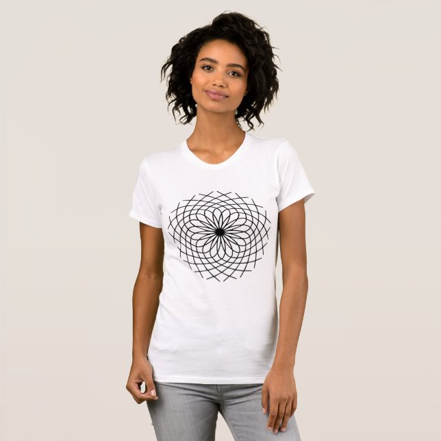 Black lined Mandala Design T-shirt (Front Full)