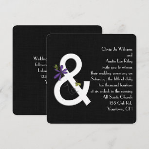 Black Linen Contemporary Wedding Invitation