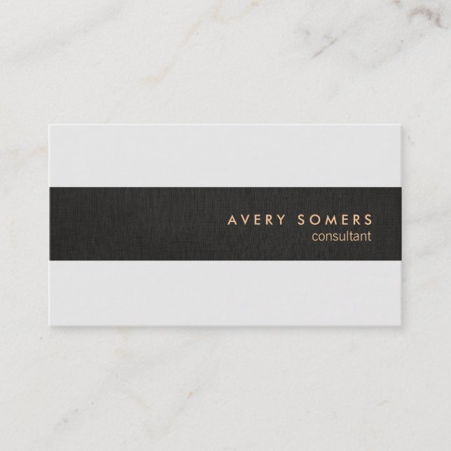 Black Linen Look Simple Modern Stripe Professional Business Card (Front)