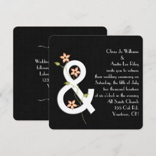 Black Linen Modern Wedding Invitation