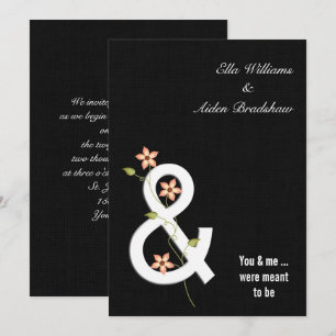 Black Linen Modern Wedding Invite
