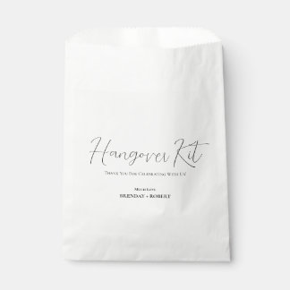 Black linen Simple Script Hangover Recovery Kit Favour Bags