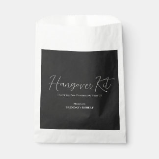 Black linen Simple Script Hangover Recovery Kit Favour Bags