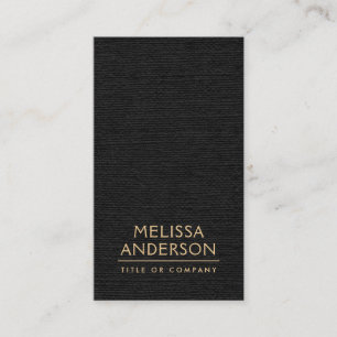 Black linen vertical minimalist professional business card