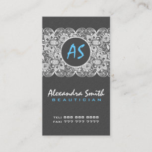 Black Linen & White Vintage Floral& Lace Business Card