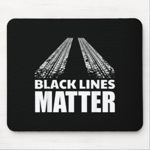 Black Lines _ Cool Vehicle Car Burnout Gag Gift Mouse Mat