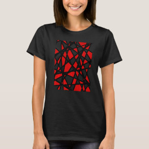 Black Lines Create Irregular Shapes Red Accent Abs T-Shirt
