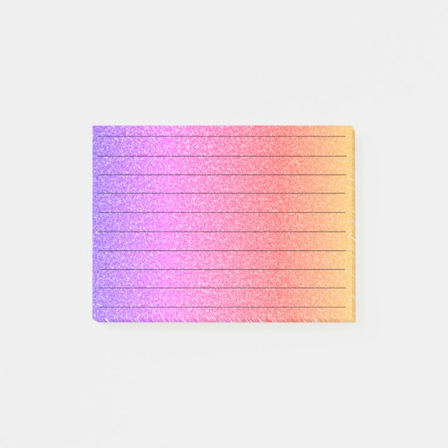 Black Lines Glittery PInk Purple Ombre Girly Post-it Notes (Front)