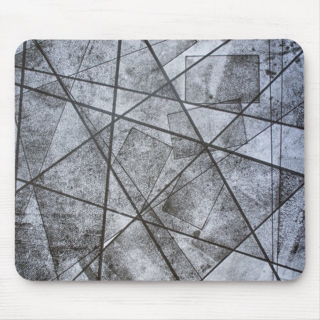 Black Lines white grey rectangles abstract Mouse Mat (Front)