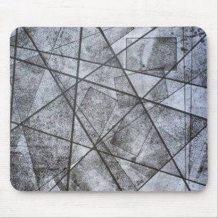 Black Lines white grey stripe rectangles abstract Mouse Mat