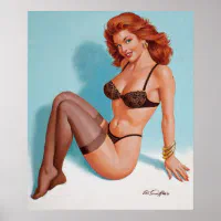 Black Lingerie 1993 Pin Up Art Poster Zazzle