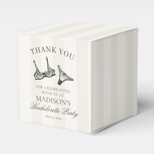 Black Lingerie Bachelorette Bridal Shower Dessert Favour Box (Front Side)