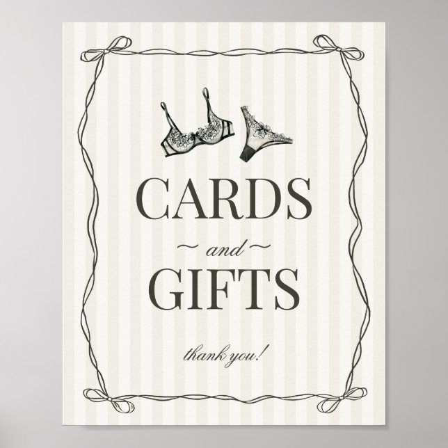 Black Lingerie Bachelorette Cards and Gifts Sign (Front)