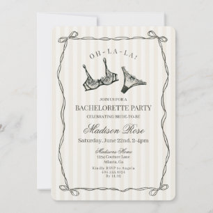 Black Lingerie Lace Bachelorette Party Invitation