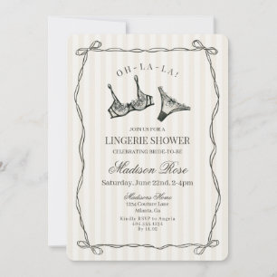 Black Lingerie Lace Lingerie Shower Invitation