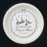 Black Lingerie Shower Bachelorette Bridal Bow Paper Plate<br><div class="desc">Oh-la-la! Classic meets couture with this black lace and beige lingerie theme. This timeless colour palette adds a touch of luxury and allure to your night of celebration. Perfect for planning an unforgettable bachelorette party or lingerie shower. ★ Let me help you plan your next party! ★ If you need...</div>