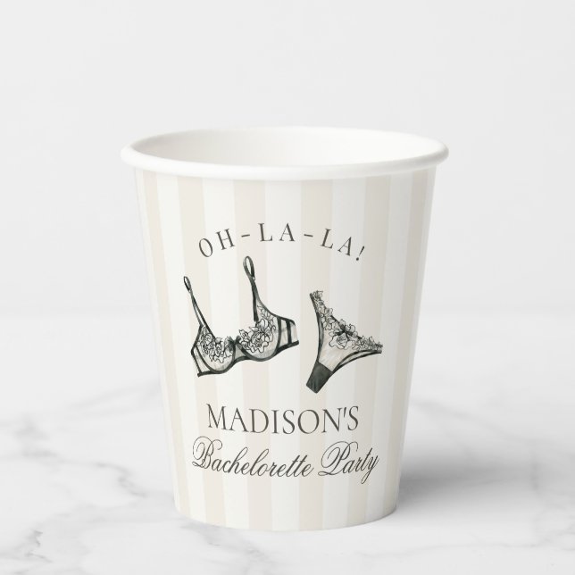 Black Lingerie Shower Bachelorette Bridal Decor Paper Cups (Front)