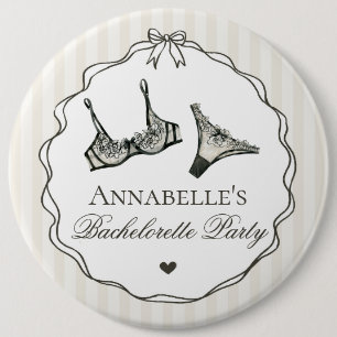 Black Lingerie Shower Bachelorette Party Favor 6 Cm Round Badge