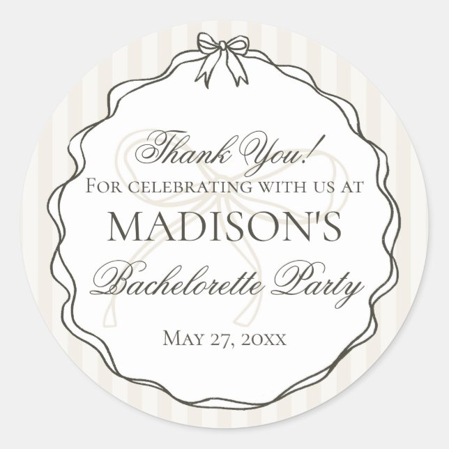 Black Lingerie Shower Bachelorette Party Favour Classic Round Sticker (Front)